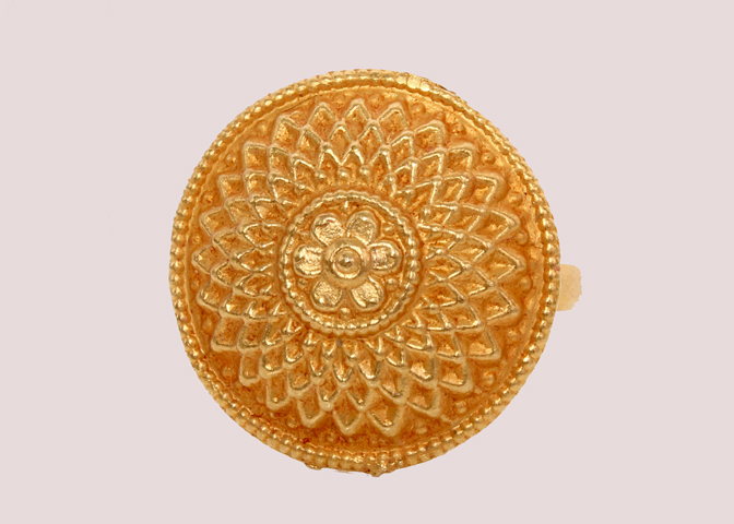 22K Yellow Gold Ring Indian Handmade Jewelry