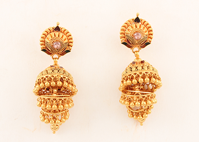 Gold Jewellery Earrings Jewelry Ufafokuscom - Gold Earrings Jhumka Design,  HD Png Download - vhv
